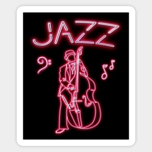 Jazz upright Bassist in Neon Color Sticker